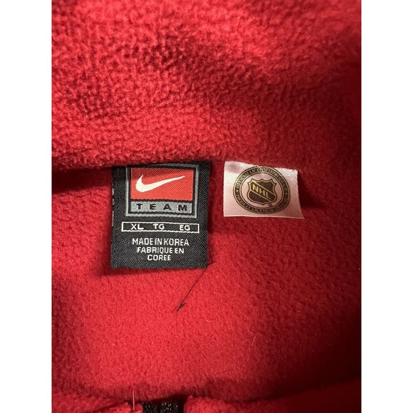 Vintage 90s Nike Mens XL Red Therma Fit Chicago Blackhawks Full Zip Fleece Vest - Picture 5 of 5
